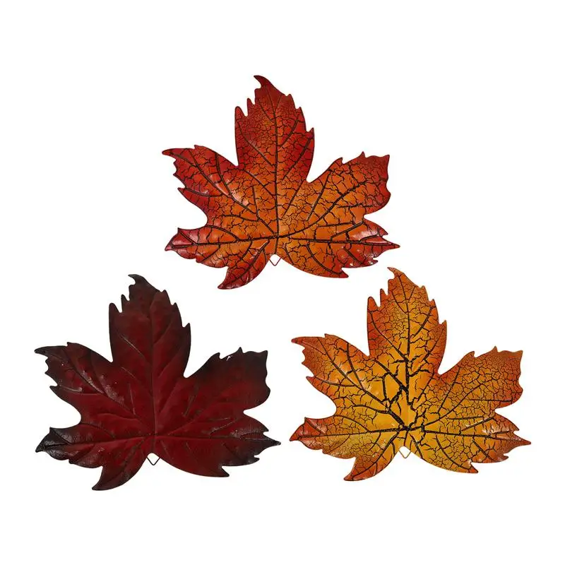 

3Pcs Ironwork Simulation Garden Hanging Leaves Iron Maple Leaves Fake Maple Leaves Garden Pendants for Home Party Festival