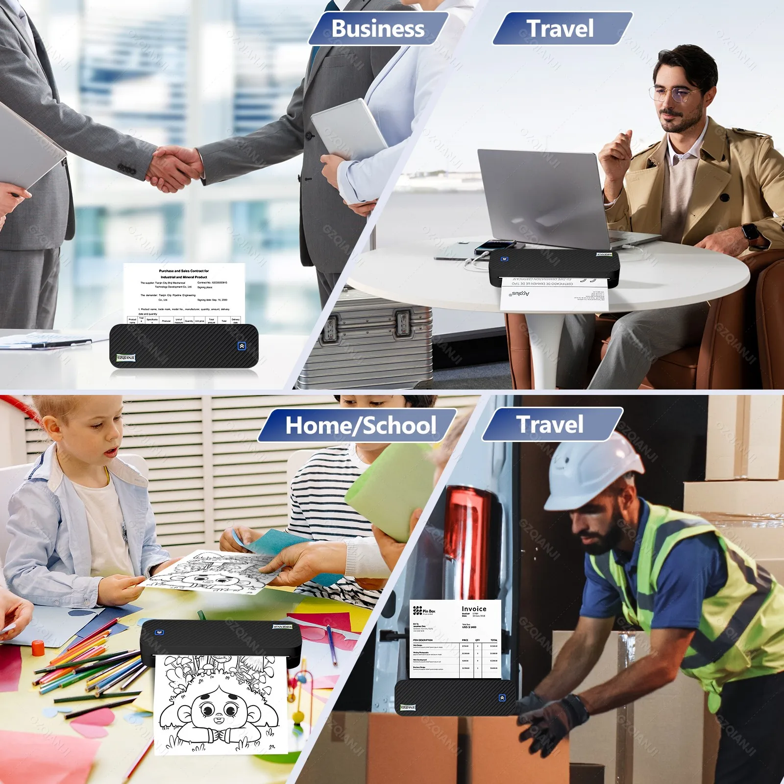 A4 Inkless Portable Thermal Printer Bluetooth PDF Excel Word Document Printing Maker Paper Roll Fold For Office Work Home School