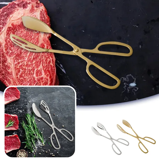 Kültéri Barbecue Klip Kemping Sült Steak Élelmiszer -Klip Rozsdamentes Acél Nyilvános Fa Fogantyú