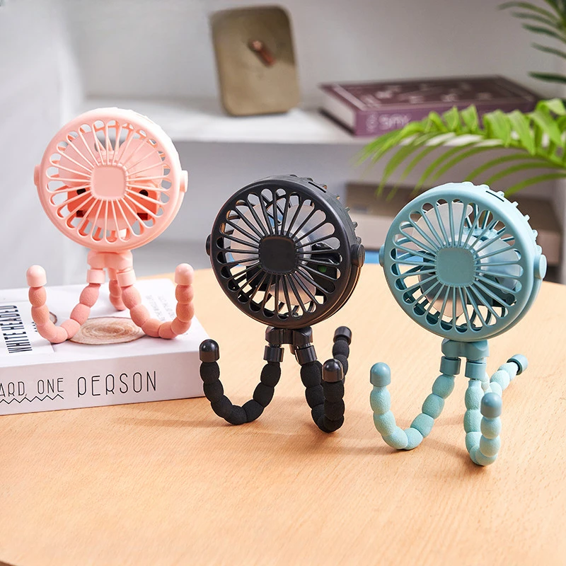 Stroller Fan Clip on For Baby Flexible Tripod Rechargeable Battery Small Personal Fan Portable Fan for Travel Handheld Car Bed 1