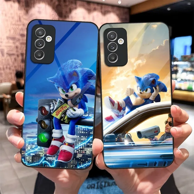 S-Sonic The H-Hedgehog Custodia In Vetro Per Samsung A14 A54 A34 A52 A51 A22 A32 A72 S22 S23 Ultra Note 20 10 Pro Plus Coque