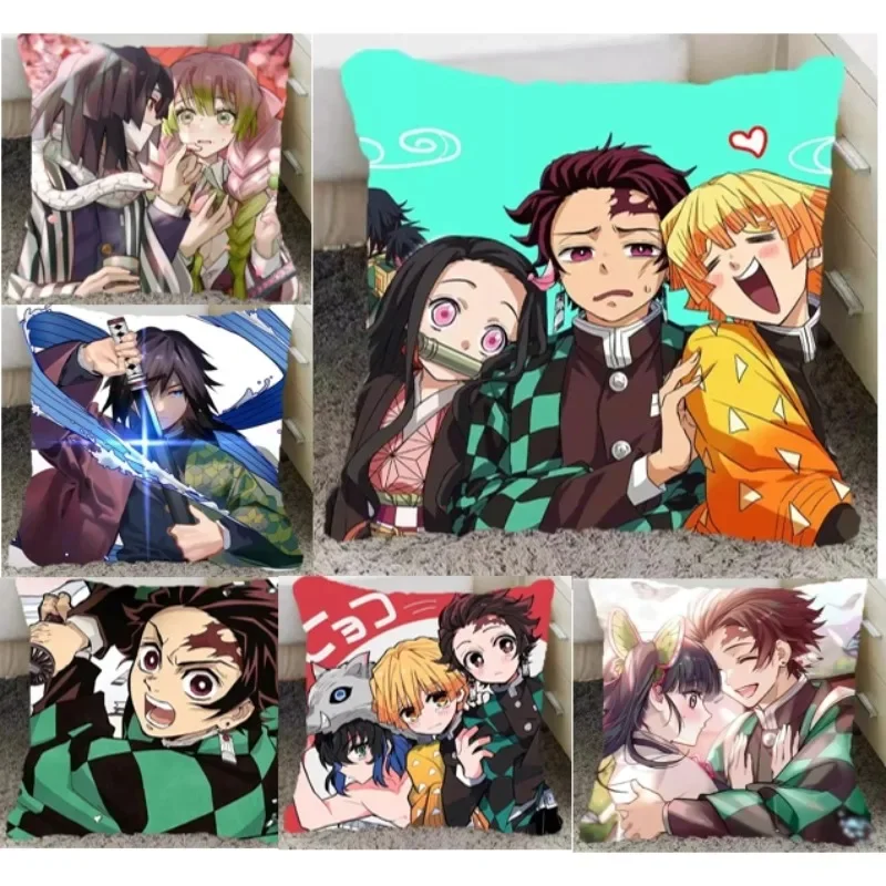 

Cojines 45x45 Anime Double Sided Cushion Cover Demon Tanjirou Slayer Pillow Cover Agatsuma Zenitsu Anime Party Decor Gift DE1671