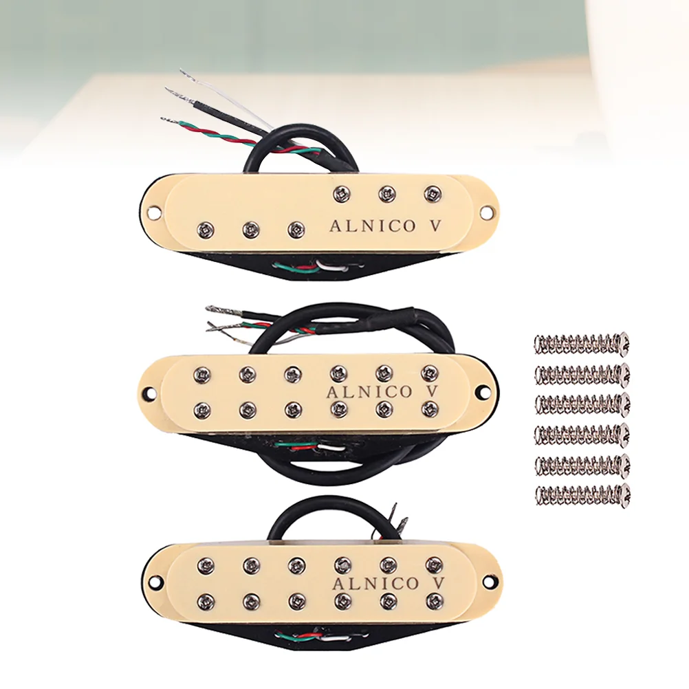 

Guitar Pickup Yellow Single Coil Alnico V Neck Bridge Middle Pickup Set Pickups for Guitar Accessories Replacement Parts