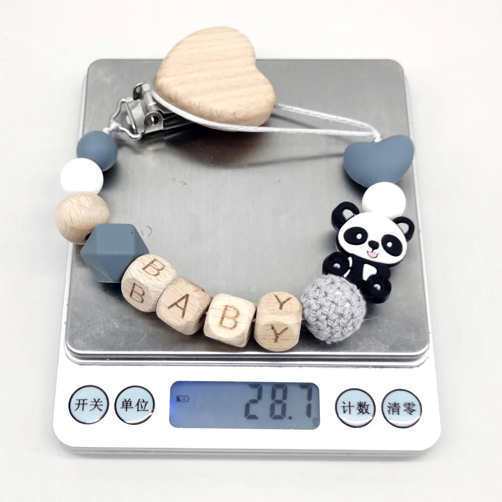 Wooden Personalized Baby Pacifier Chain Cute Animal Design Pacifier Clip for Babies - Safe Teether Holder