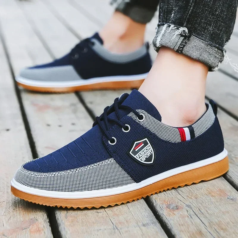 Men's Casual Shoes Vulcanized Work Loafers Mesh Lightweight Sports Canvas Shoes