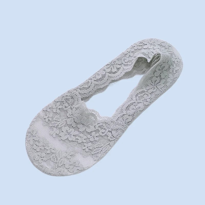 

5 Pairs Lace Socks Women's Silicone Non-Slip Socks Shallow Mouth Summer Thin Non-Falling Sock Covers Invisible Boat Socks