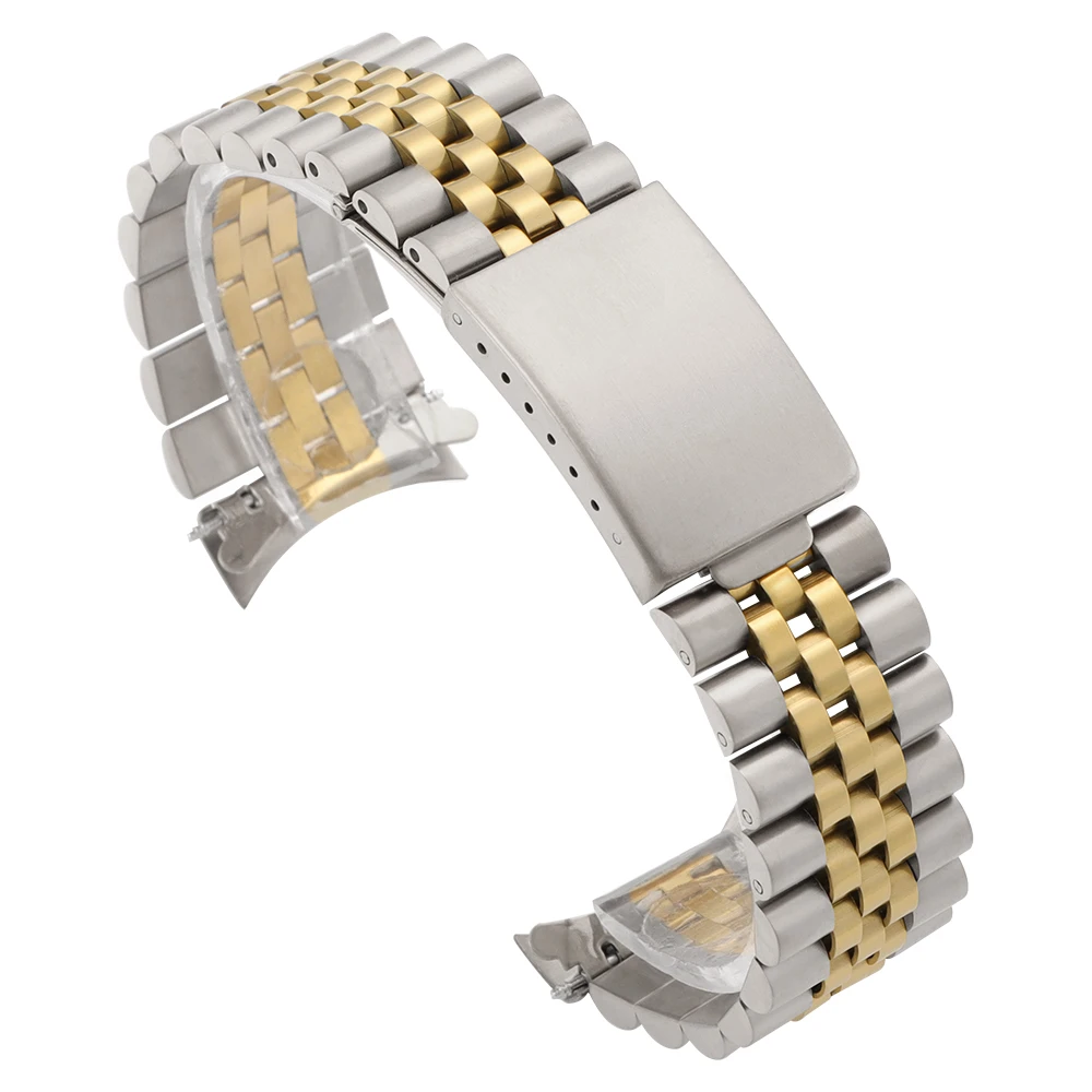 Luxurious Stainless Steel Curved-End Watch Band Bracelet Accessories