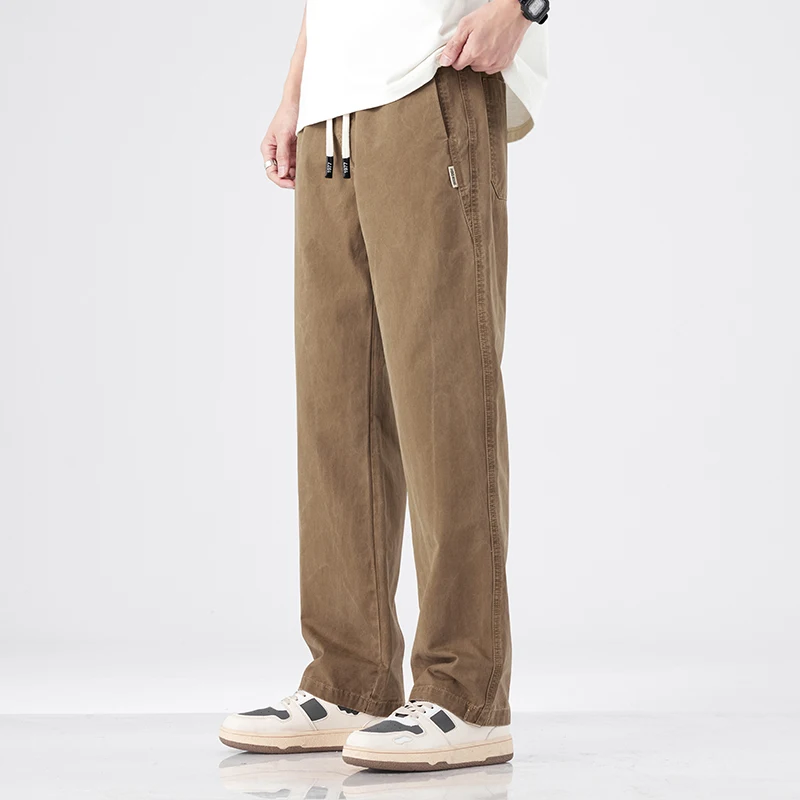 2024 Summer Elegant Fashion Harajuku Slim Fit Ropa Hombre Loose All Match Sport Casual Pants Solid Pockets Straight Leg Pants