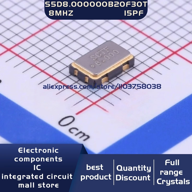 50개/몫 S5D8.000000B20F30T 8MHz ±20ppm 15PF 3.3V 5032 4P 수정 발진기 공진기 4-SMD 재고 있음