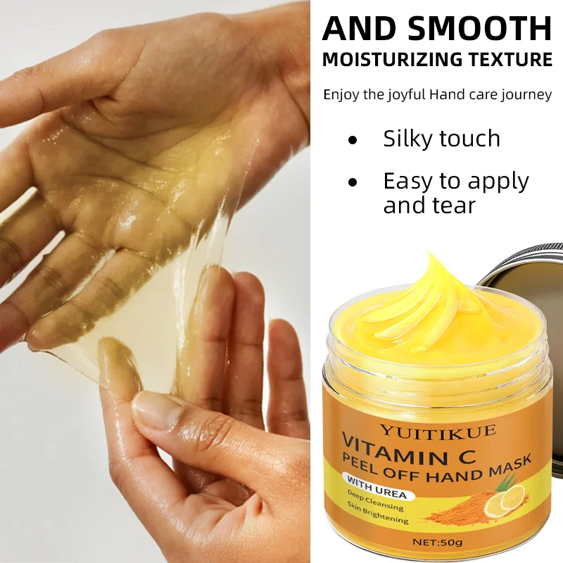 Vitamin C Peel-Off Hand Mask   Contains urea, deeply cleanses, brightens skin tone, and deeply moisturizes the skin