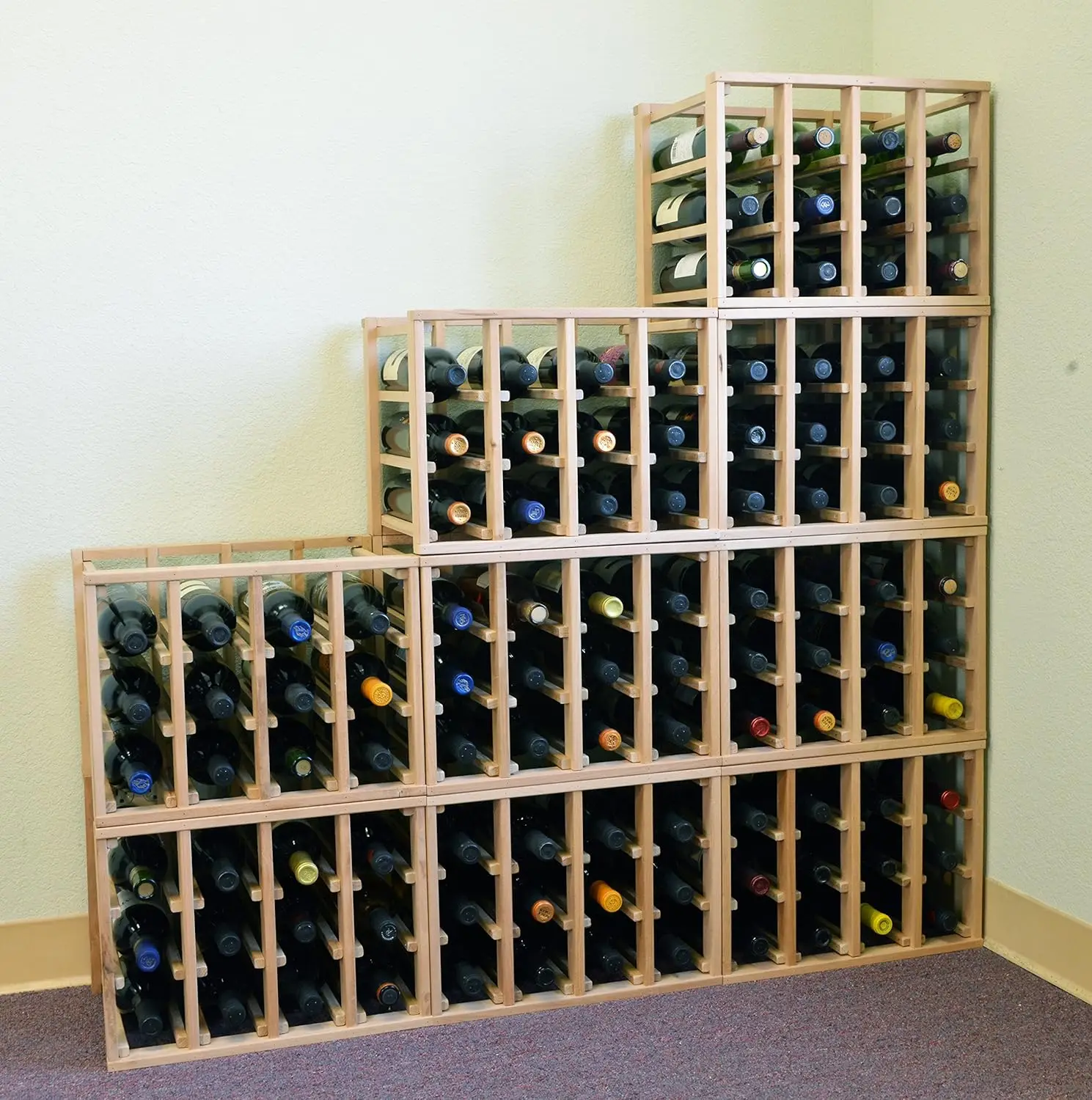 24 Bottle Modular Stackable Wine Rack Stack As Many Sets Together (1 Set = 24 Bottle Capacity)