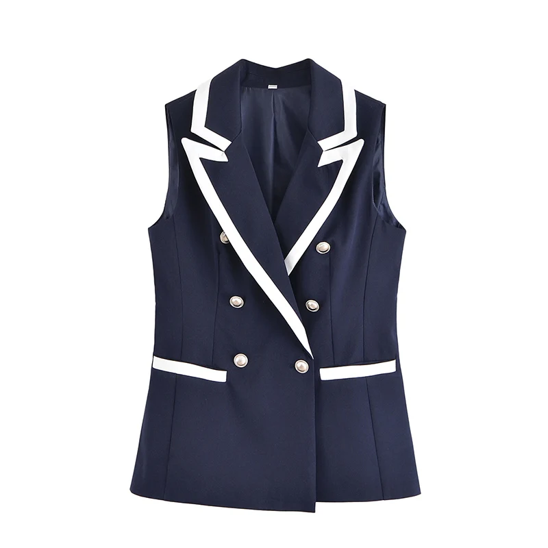 Straight Pants 2 Pieces Sets For Women Fashion Double-Breasted Short Vest Top Trousers Set 2025 New Office Woman Outfits ﻿