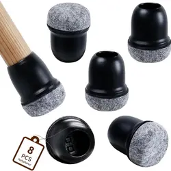 Silicone Chair Leg Floor Protectors with Thick Felt Pads - M(20 - 28mm) (Black & White)