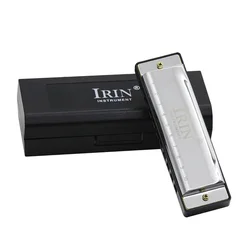 IRIN 10 - Hole Harmonica with Case - Perfect for Jazz, Beginners, and Music Enthusiasts (Silver)