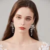 SLBRIDAL Handmade Rhinestones Crystal Pearls Flower Bridal Dangle Earring Wedding Drop Earring Women Girls Fashion Party Jewelry 6