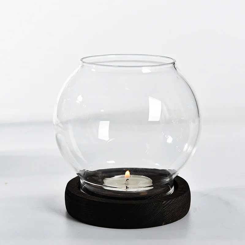 Transparent Round Glass Candlestick