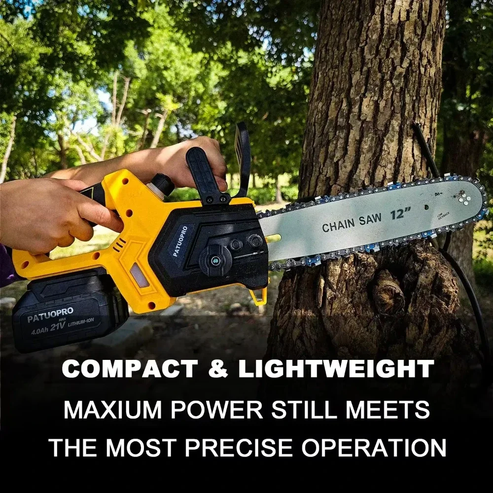 12 Inch Cordless Brushless Chainsaw Battery Power Chain Saw Electric Saw Woodworking Cutting Power Tool fit Makita 18V Battery 6