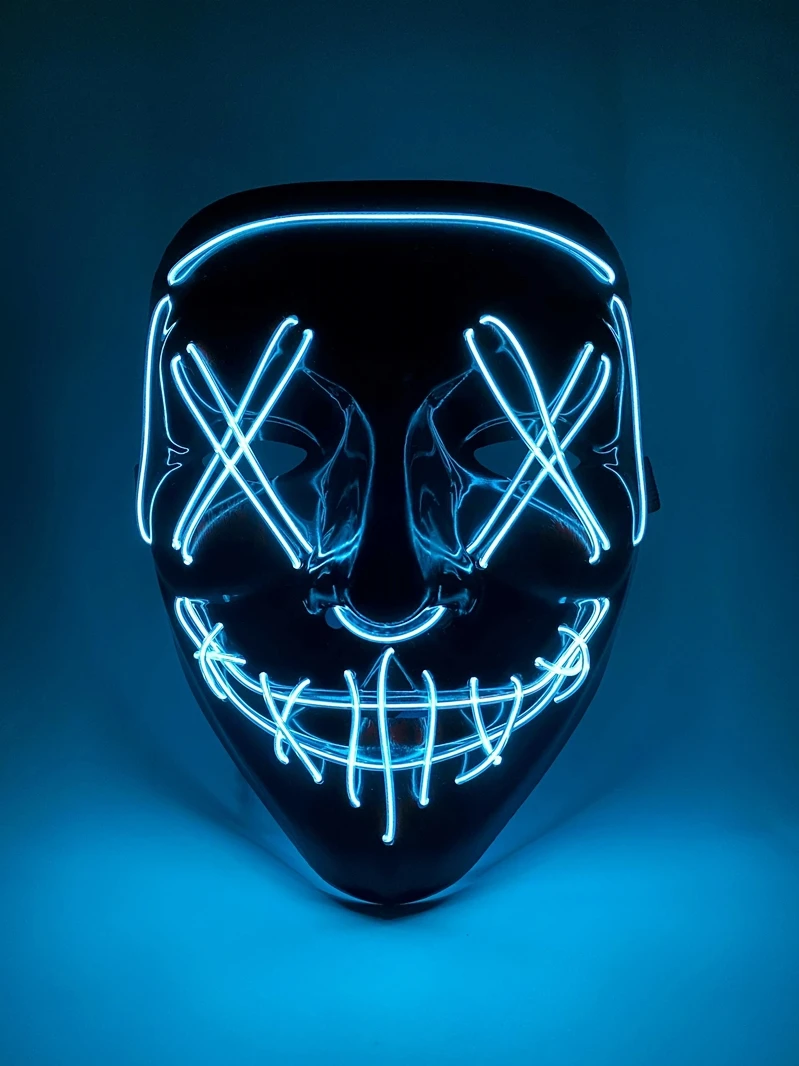 

Halloween LED Cold Light Mask Script Kill Werewolf Kill Party Dance Disc Tide Play V-shaped Light Full Face Halloween Masks