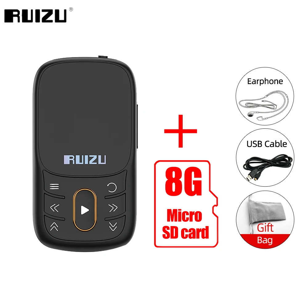 mp3player juice RUIZU X68 Sport MP3 Player With Bluetooth Lossless Clip Music Player Supports FM Radio Recording Video E-Book Pedometer TF Card samsung mp3 player MP3 Players