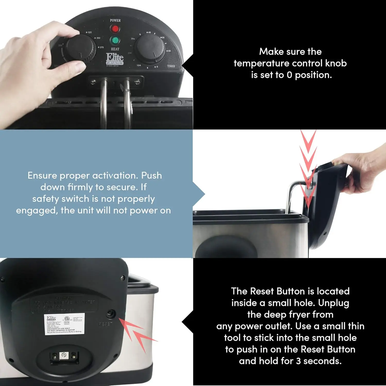 Gourmet EDF-401T Electric Immersion Deep Fryer 3-Baskets, 1700-Watt, Timer Control, Adjustable Temperature, Lid with Viewi 4