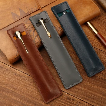 Portapenne in pelle PU Custodia per penna tascabile Mini custodia per penna firma Regalo retrò per studenti Adulti Designer Drop Shipping