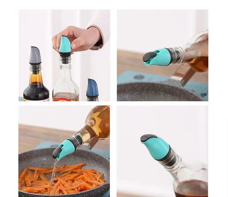 1/4pcs Oil Bottle Stopper Lock Plug Seal Leak-proof Food Grade Silicon Nozzle Sprayer Liquor Dispenser Wine Pourer Kitchen Bar
