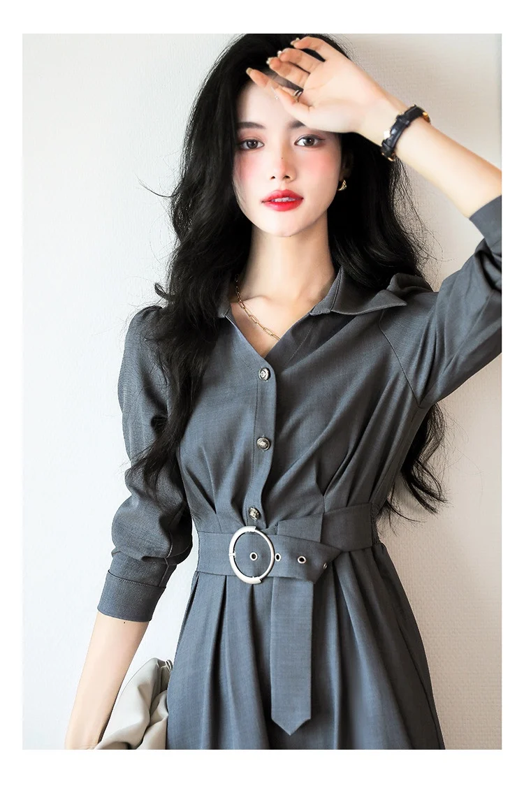 

2023 Spring/Summer Fashion New Women's Clothing Lace-up Shirt Dress 0814