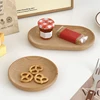 INS Wooden Tray Round Oval Cake Dessert Plate Japanese Style Wood Snack Dried Fruit Plate Household Kitchen Table Decor 3