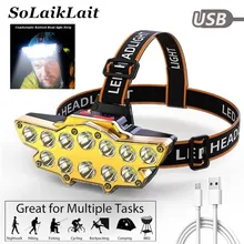 

12 LED Headlamp Rechargeable Fishing headlight Super Bright Camping Lantern Light Waterproof Outdoor Run Hiking Head Flashlight