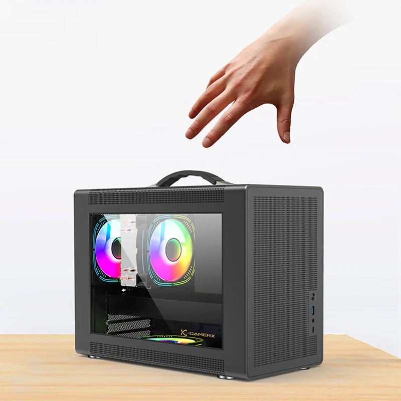 Power Train P60 M-ATX Portable Computer Case ITX Motherboard ATX/SFX Power Supply Support U3 Type-C Desktop MINI Small Chassis Pc Case Computer Chassis Frame Mini Itx Desktop Case Pc Chassis