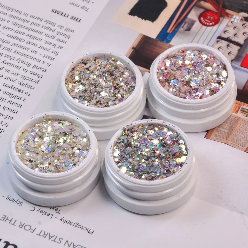 6Colors/Box Nail Art Mermaid Glitter Sequins Chunky Nail Glitter Sequins  Sparkly Flakes Holographic Glitter Slices For Nails
