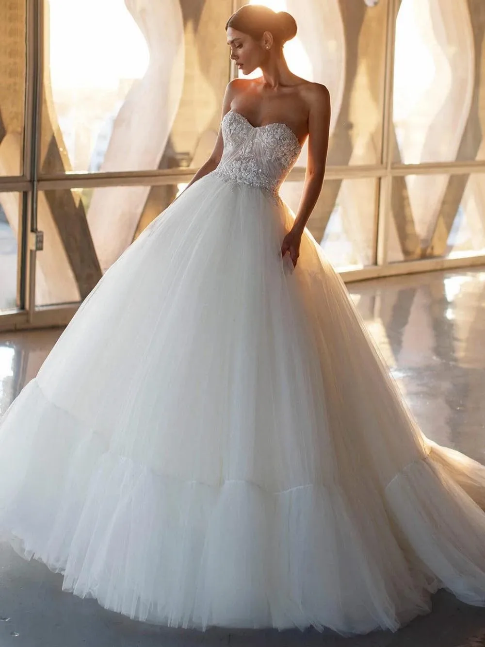 

MANRAY A-line White Wedding Dress Romantic Sweetheart Neck Bride Robe Sparkly Sequins Beads Bridal Gown 2024 Robe De Mariée