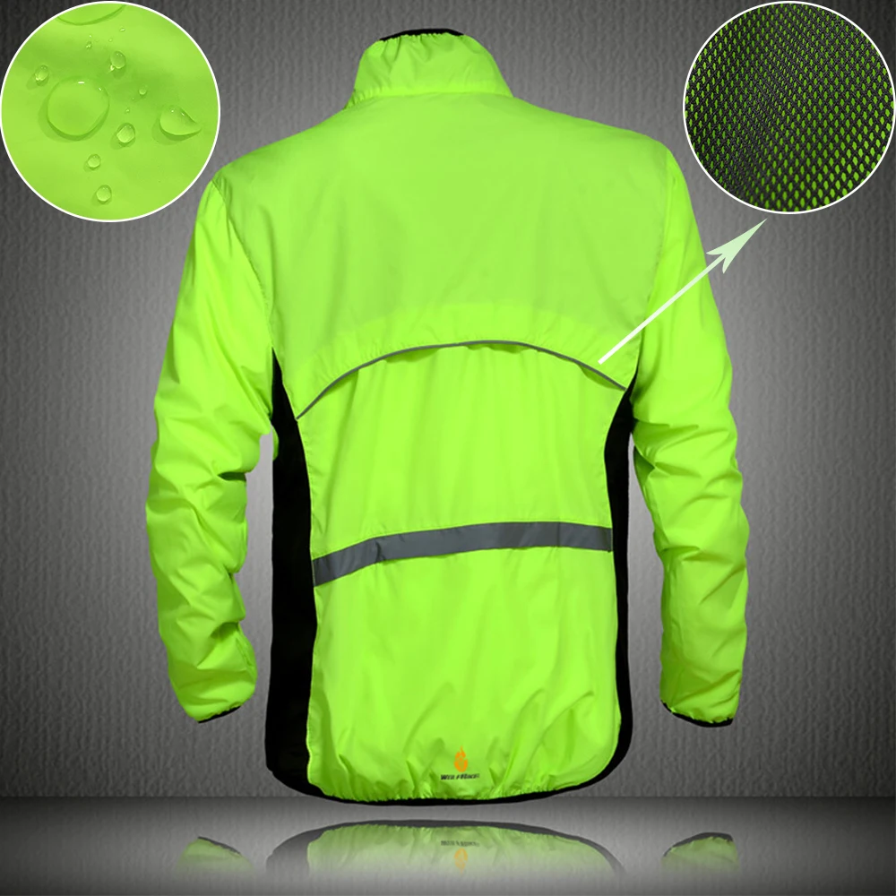 Cycling Jacket Reflective Jacket Cycling Clothes Men's Cycling Windbreaker Reflective Jacket Windproof Water Resistant MTB Road Bicycle Long Jersey Wind Coat