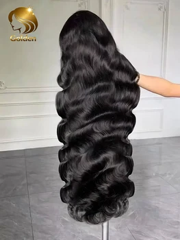 Golden HD 13x6 250% Lace Frontal Body Wave Human Hair Wigs 30 40 Inch Brazilian 5x5 Glueless Ready To Wear 13X4 Lace Front Wig 1