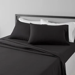 Battilo 4-Piece Luxury Soft Bedding Set with Pillowcases and Sheets - King (Black)