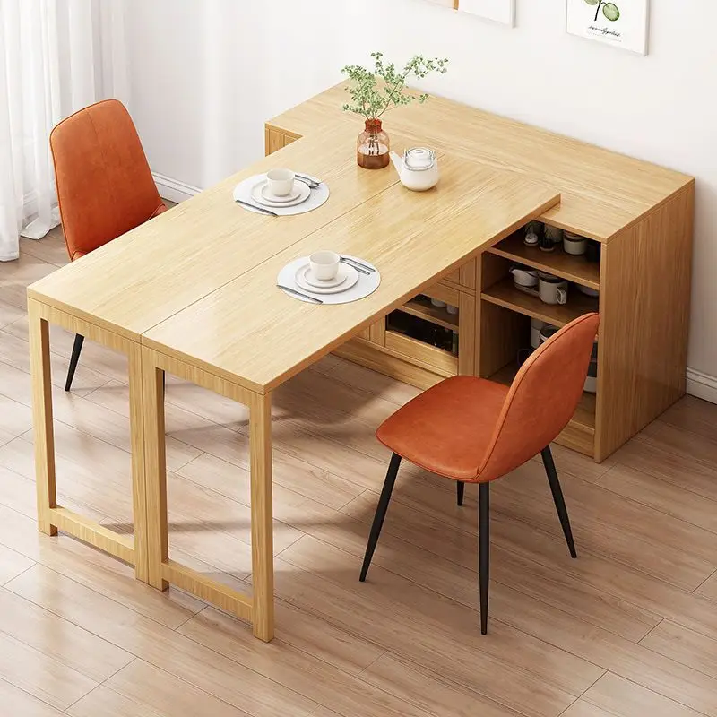 Japanese Style Folding Dining Table Sideboard Integrated