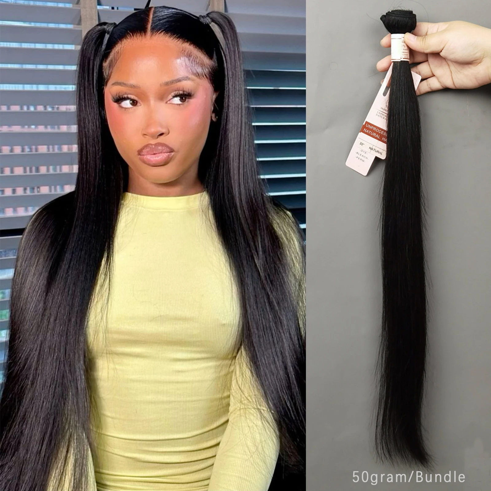 50g Brazilian Straight Human Hair Bundles 10-30 Inch Natural Color Real Remy Hair 1/3PCS Soft Extensions For Women