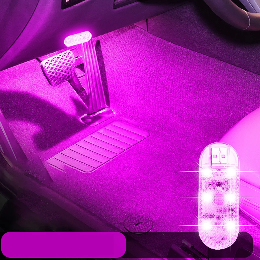 무선 RGB LED 자동차 실내등 충전식 USB 자동차 무드등 자동차 도어 풋 트렁크용 간편 설치
