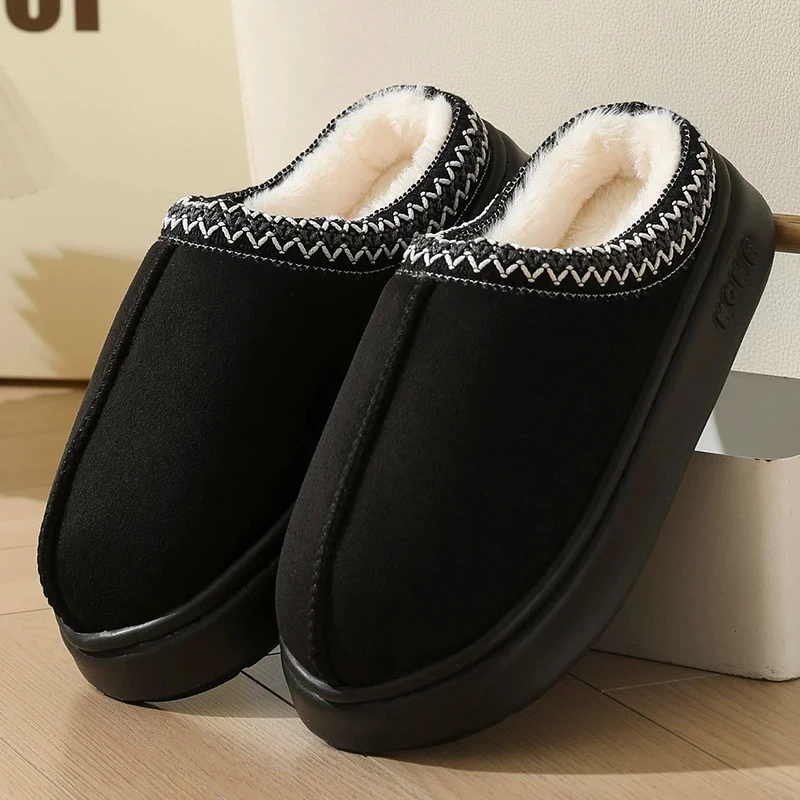 Soft Fluffy Platform Slippers for Women Comfortable Short Plush Warm Women's Home Slippers Non Slip Cotton Indoor Shoes Woman