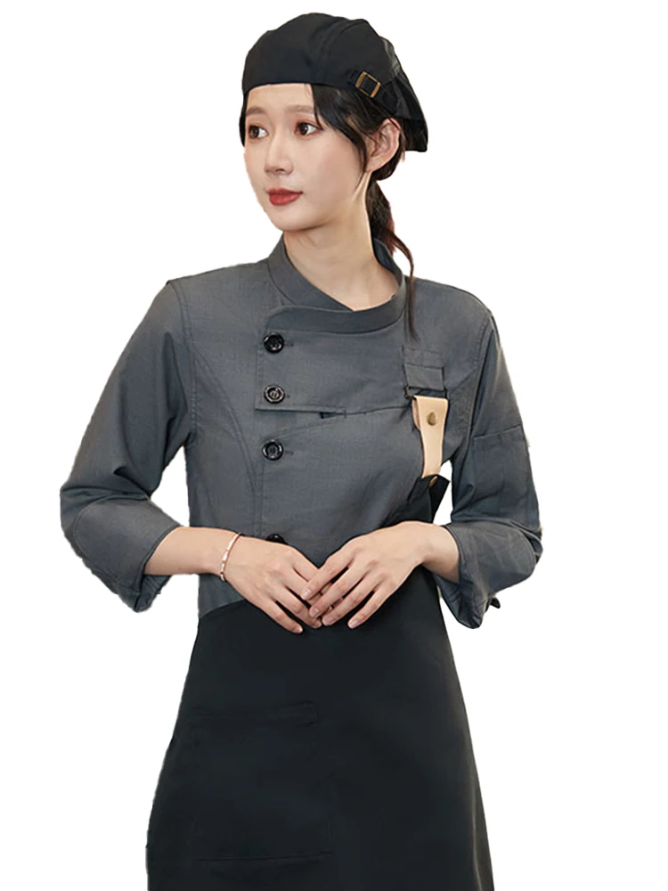 

Hotel Chef Coat Kitchen Shirt Stylish Minimalist Western Restaurant Cooking Uniform Unisexs Bakery Bake Cook Jacket Workwear