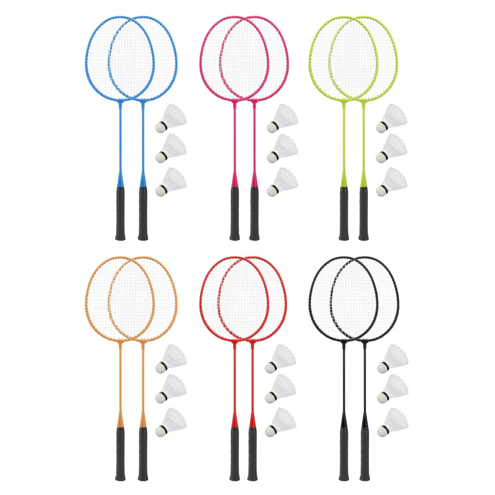 2x Badminton Racquet Professional Badminton Set with 3 Nylon Balls Alloy Shaft Beginners Lightweight Equipment
