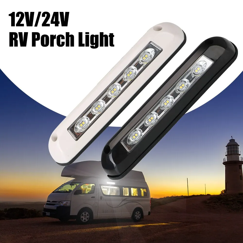 TrustWheel LED 12V Lumiere Exterieur Camping-Car Lampada Veranda Esterna Camper De Porche D'auvent IP67 4W 6000K 550lm Éclairage Exterieur Pour Caravane Van Bateau, Avec Interrupteur, DC12-24 V