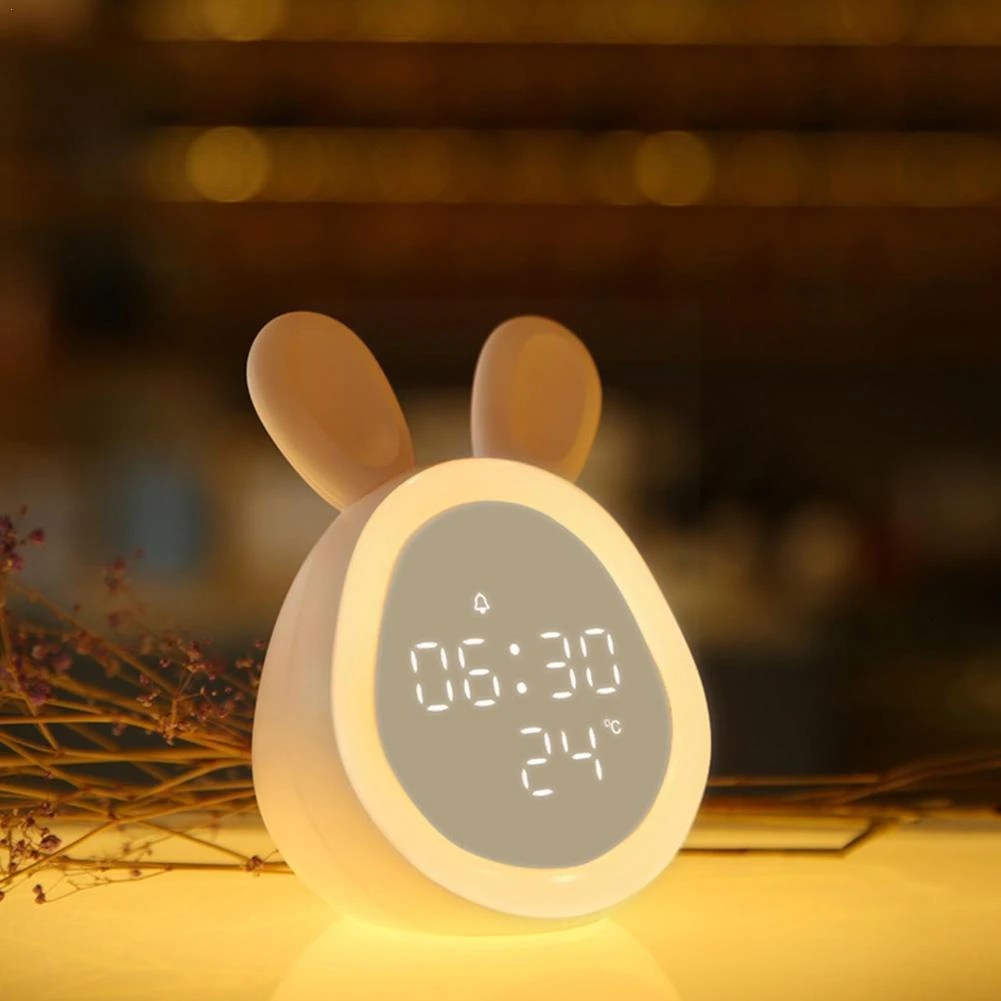 Kids Cute Rabbit Alarm Clock Child Rabbit Clock With Night Light Music