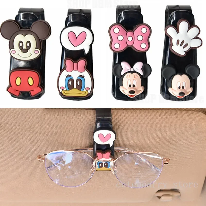 Disney Mickey Minnie Mouse Auto Sun Visor Glasses Fastener Clip Holder Sunglasses Eyeglasses Ticket Card Universal Car Interior