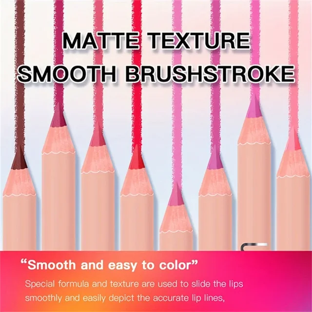 56504-52e5bf.jpg Fine Slim Lip Pencil Waterproof Easy To Color Matte Pink Purple Long-lasting Waterproof Non Stick Cup Pigment Sexy Lip Cosmetics