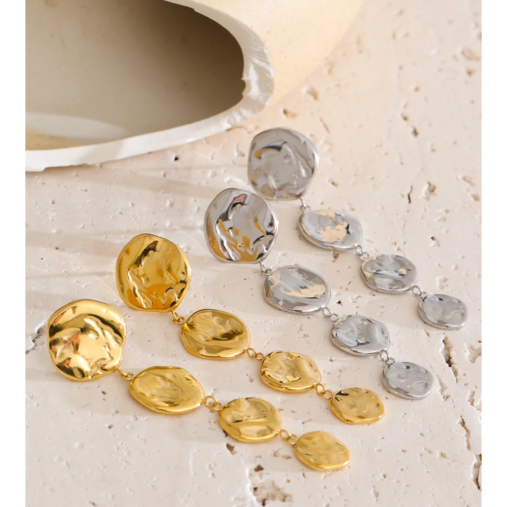 Yhpup Stainless Steel Round Chain Drop Ear Wear