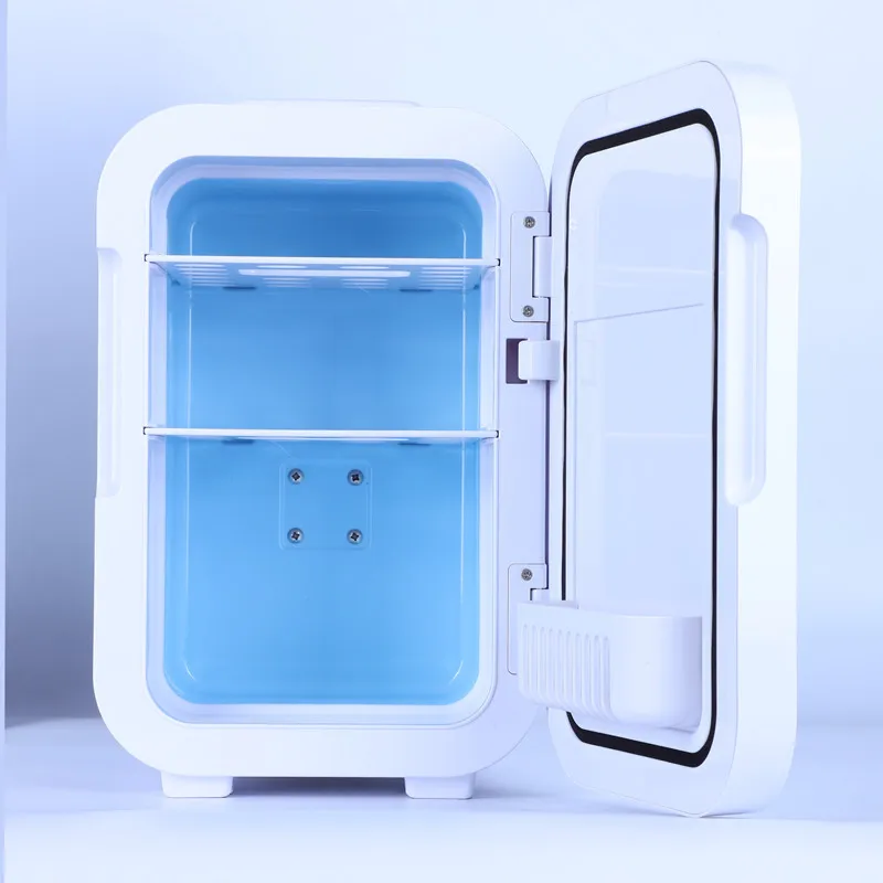 Mini Fridge 10L Car Home Dual Use LED Light Temperature Control Makeup Cosmetic