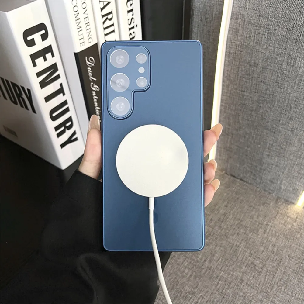 Luxury Matte Magnetic Shockproof Bumper Case with Glass Lens Protector