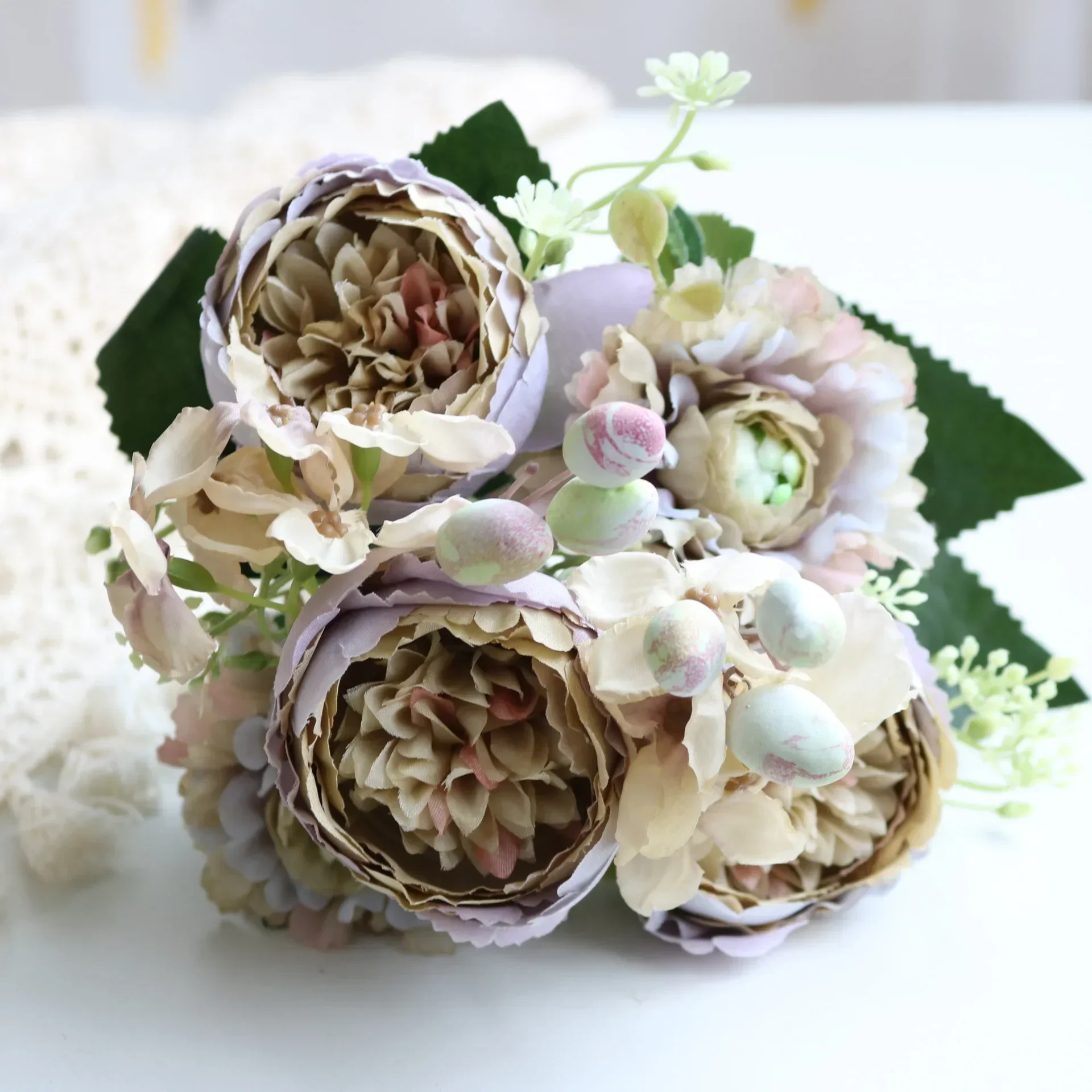 BLOSMON Fiori Finti Decorazioni Centrotavola Matrimonio 2 Pezzi Bianco