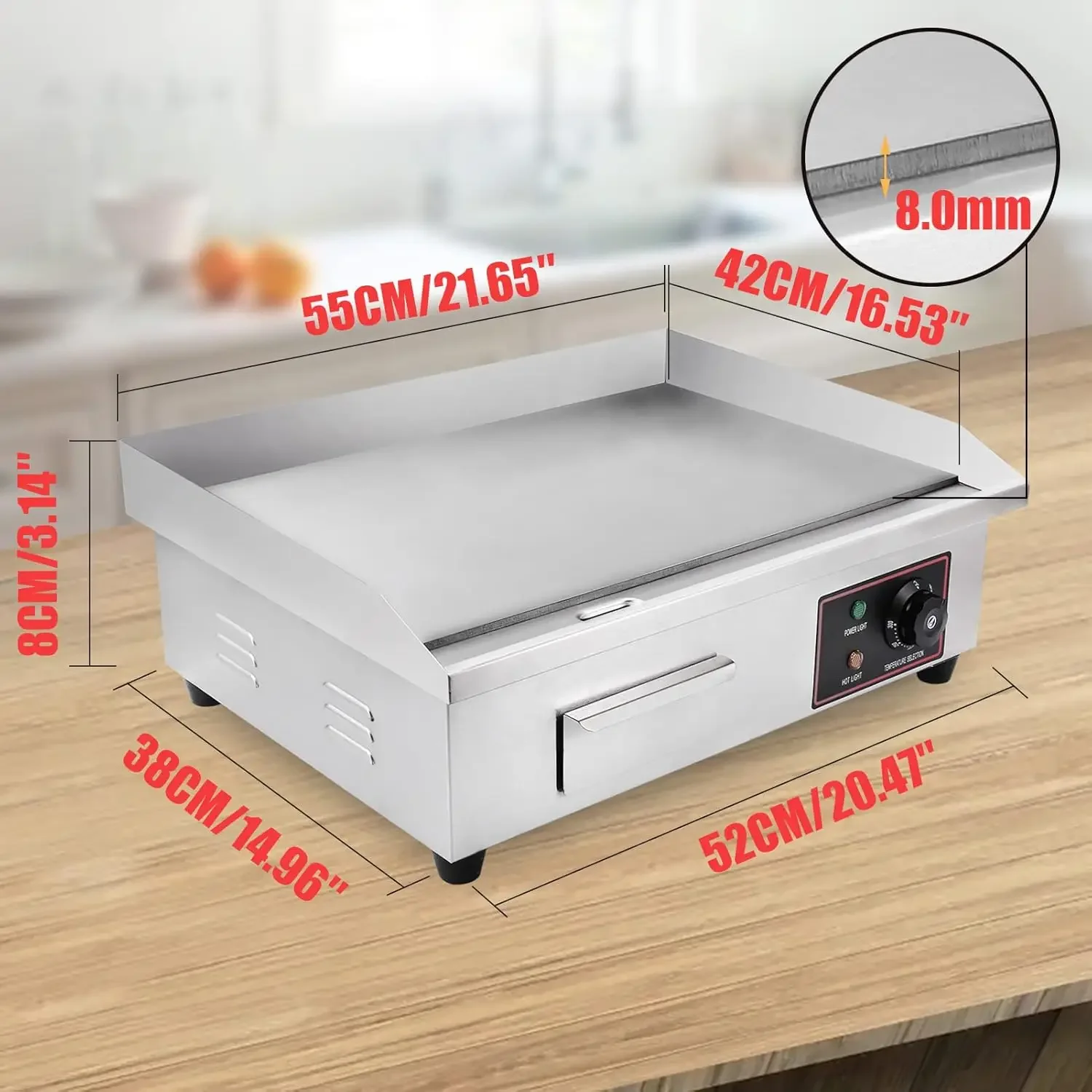 Electric Griddle, Electric Flat Top Grill, 3000W Countertop Griddle with Shovels and Brushes for Restaurant Kitchens 2